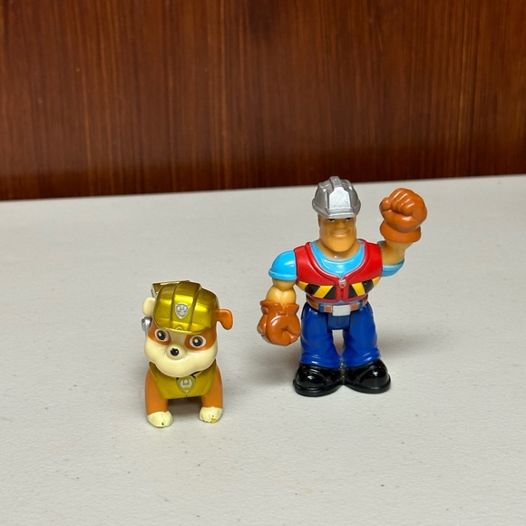 Paw Patrol Metallic Rubble Figure Action and Mattel Construction Worker Figure - Picture 5 of 14